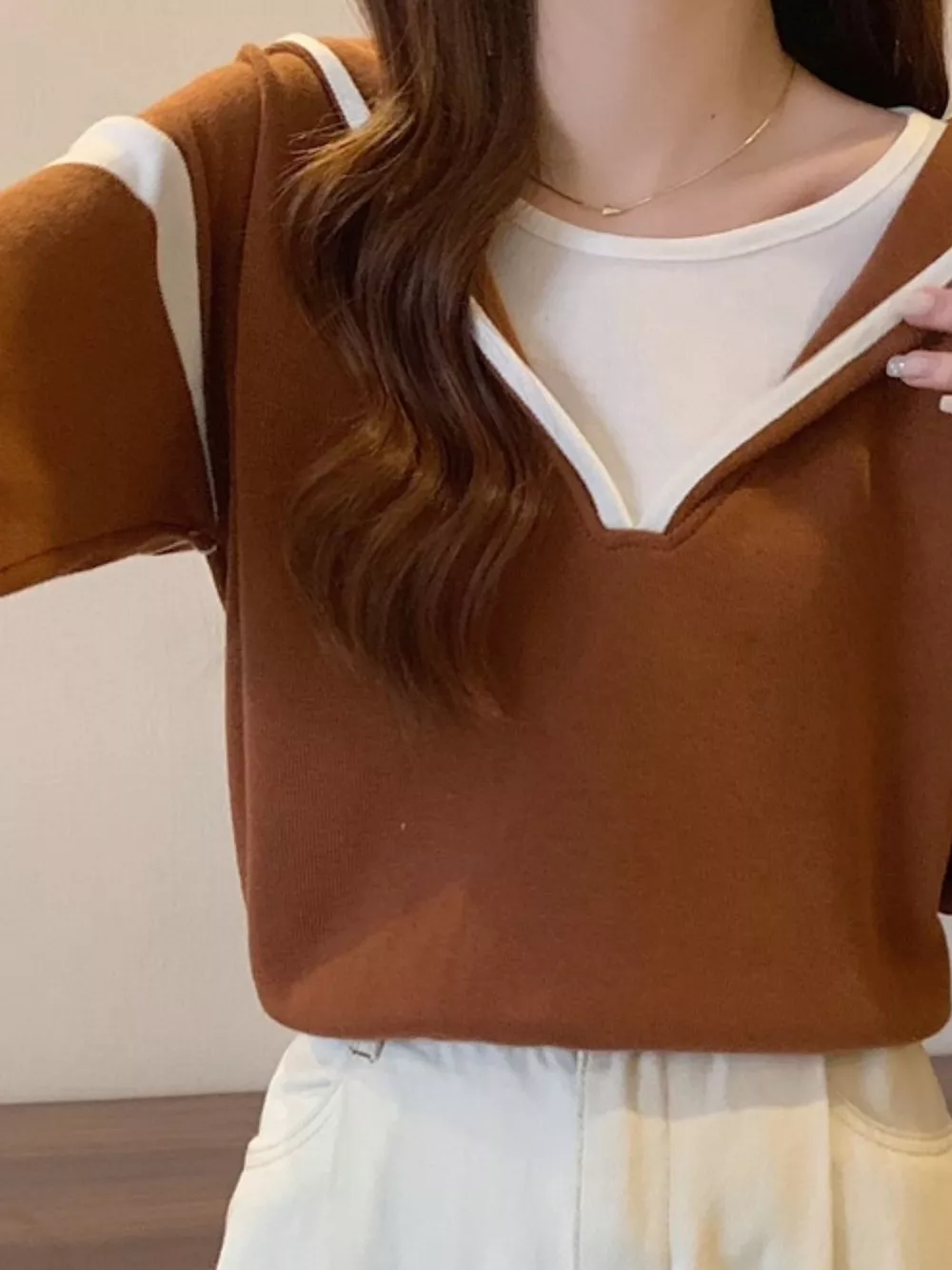 Contrast Trim Hooded Sweater, image 11