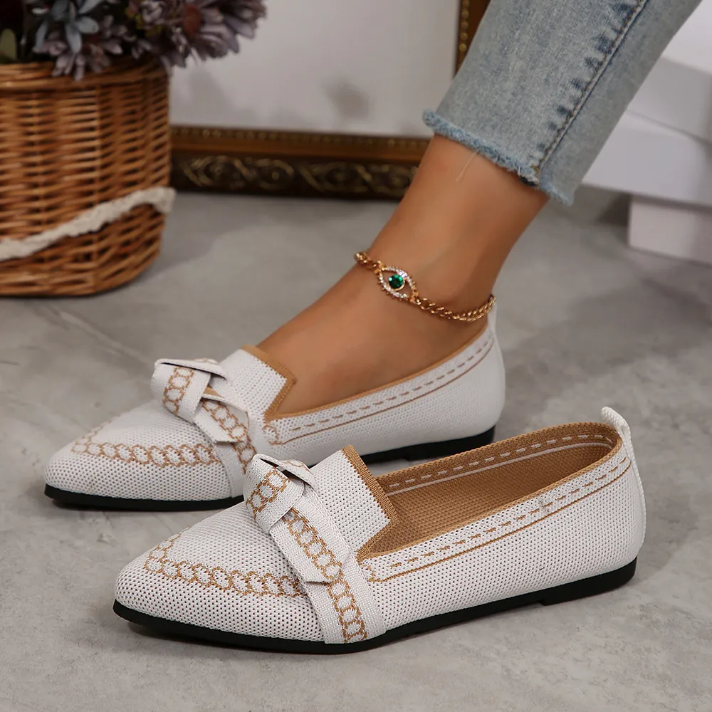 knitted Slip-On Flats with Bow, image 8