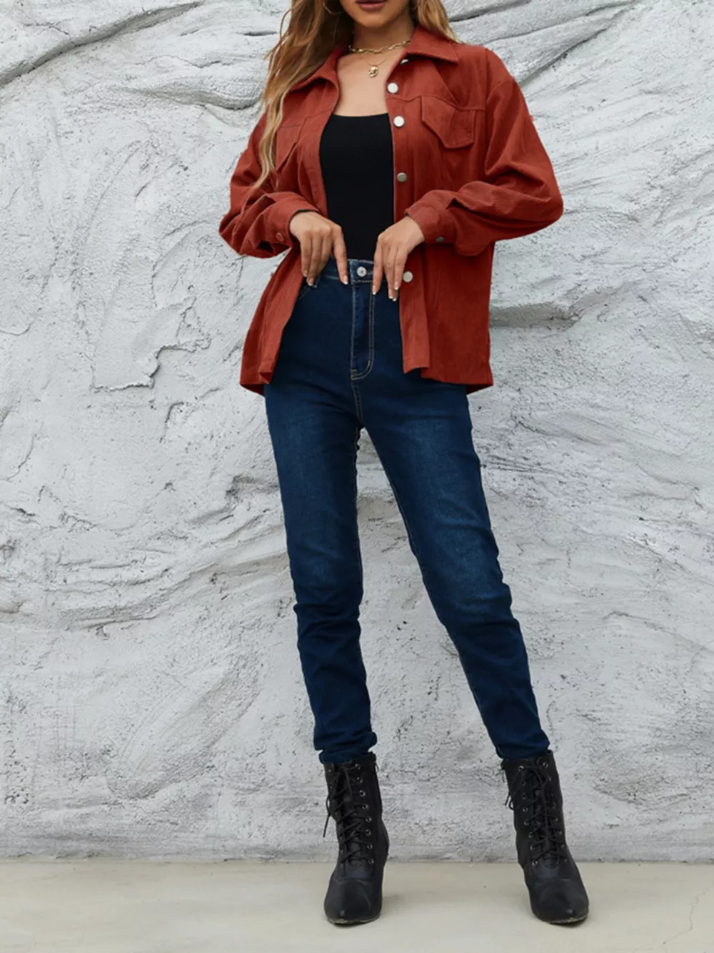 Corduroy Button-Down Shacket, image 6