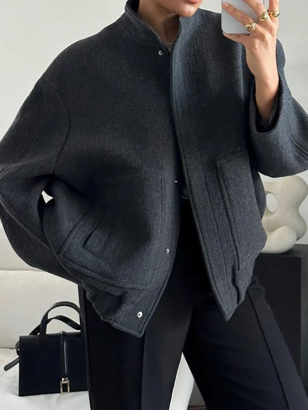 Full Size Snap Down Drop Shoulder Jacket, image 13