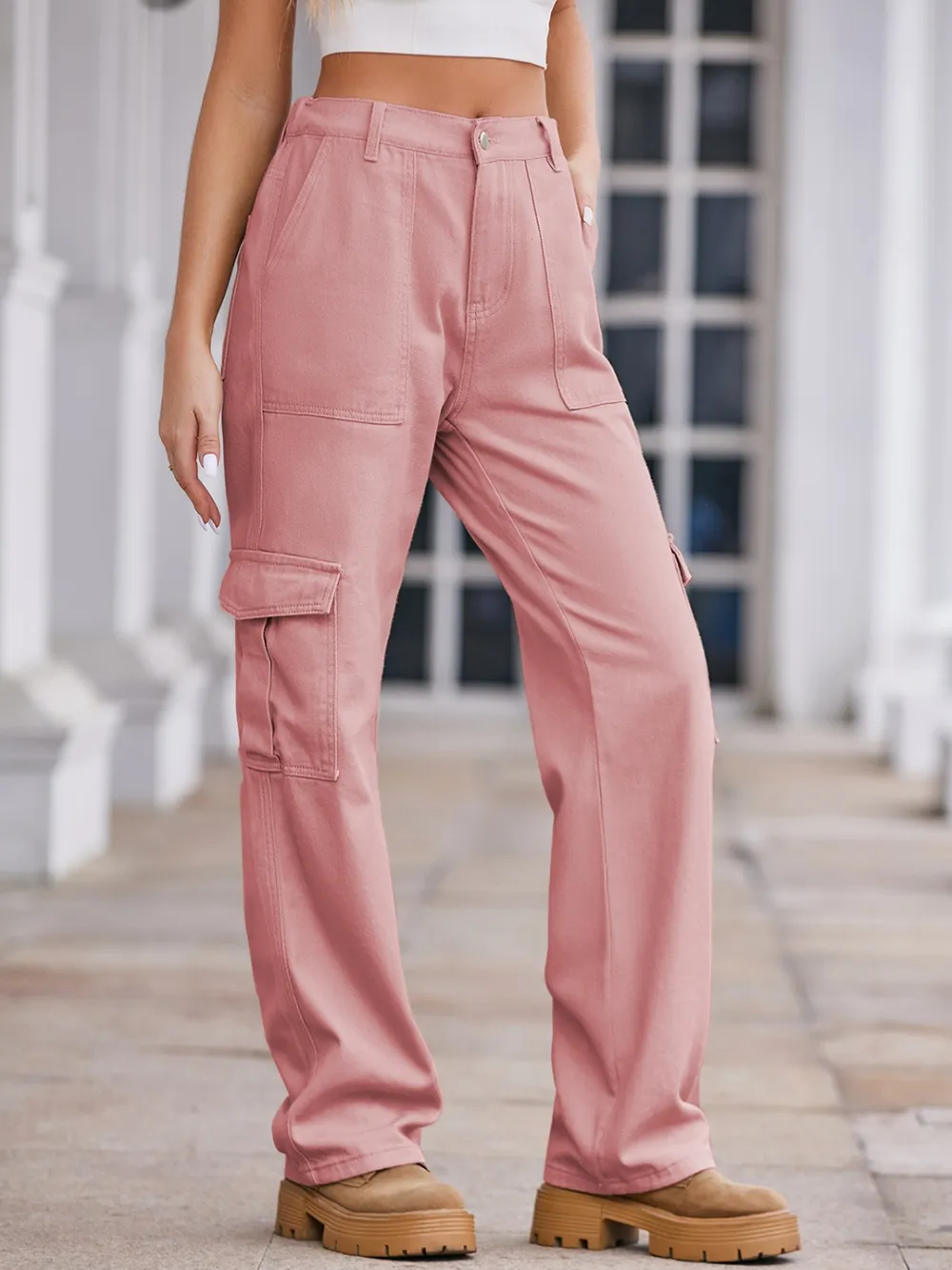 Straight Denim Cargo Pants, image 12