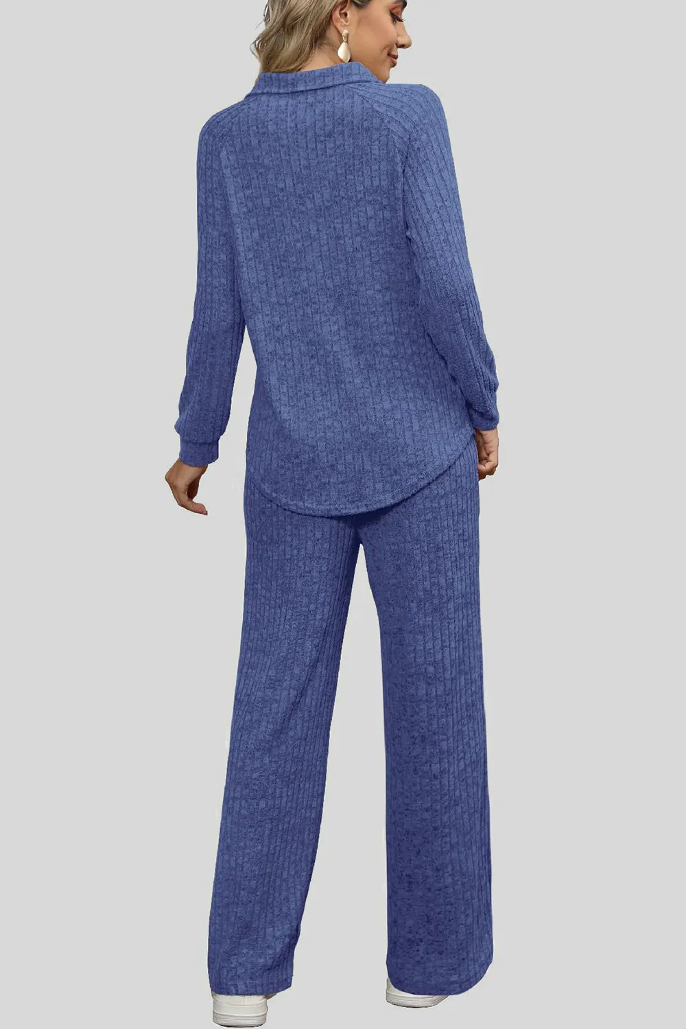 Ribbed Long Sleeve Top and Pocketed Pants Set, image 22