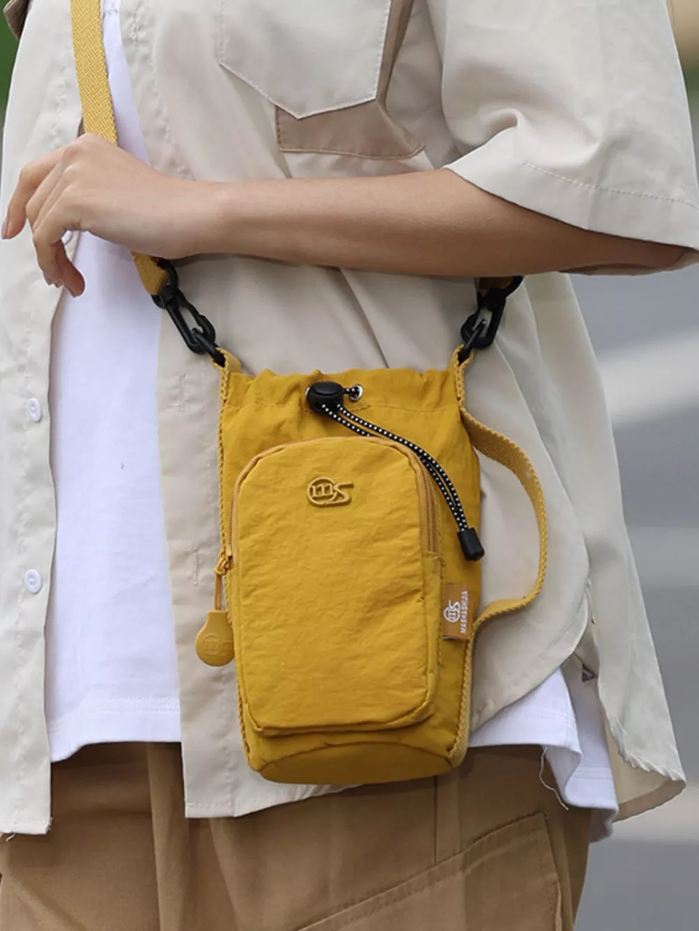 Drawstring Closure Lightweight Crossbody Bag, image 2