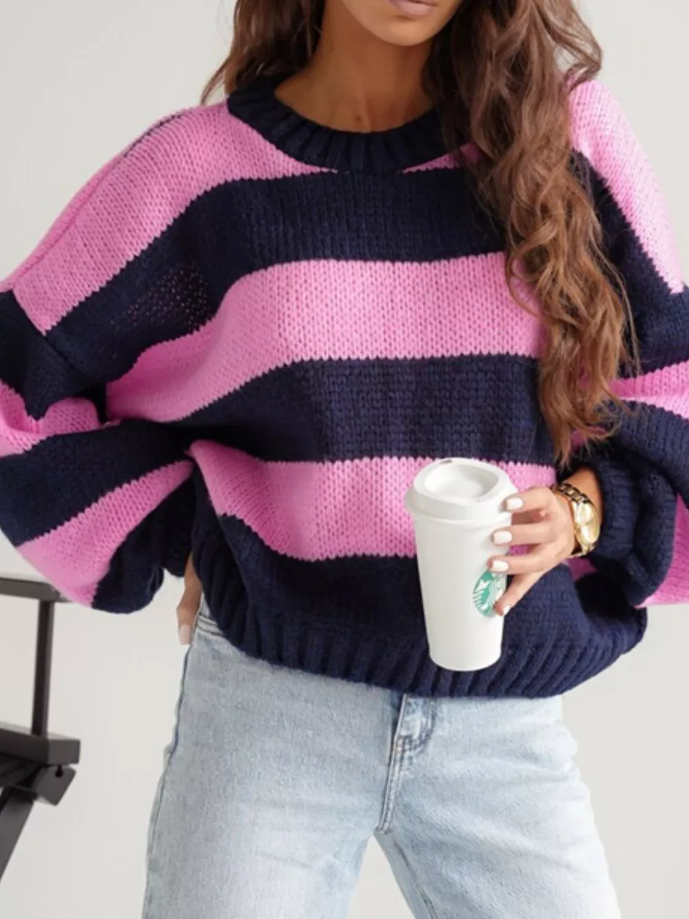 Striped Dropped Shoulder Sweater, image 5