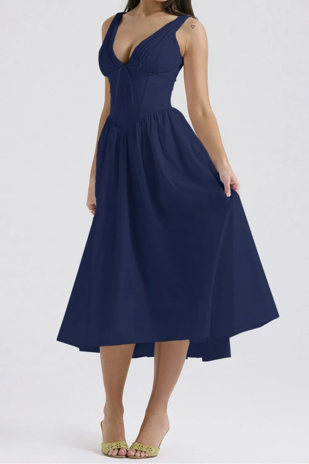 Ruched V-Neck Sleeveless Dress with Pockets, image 13