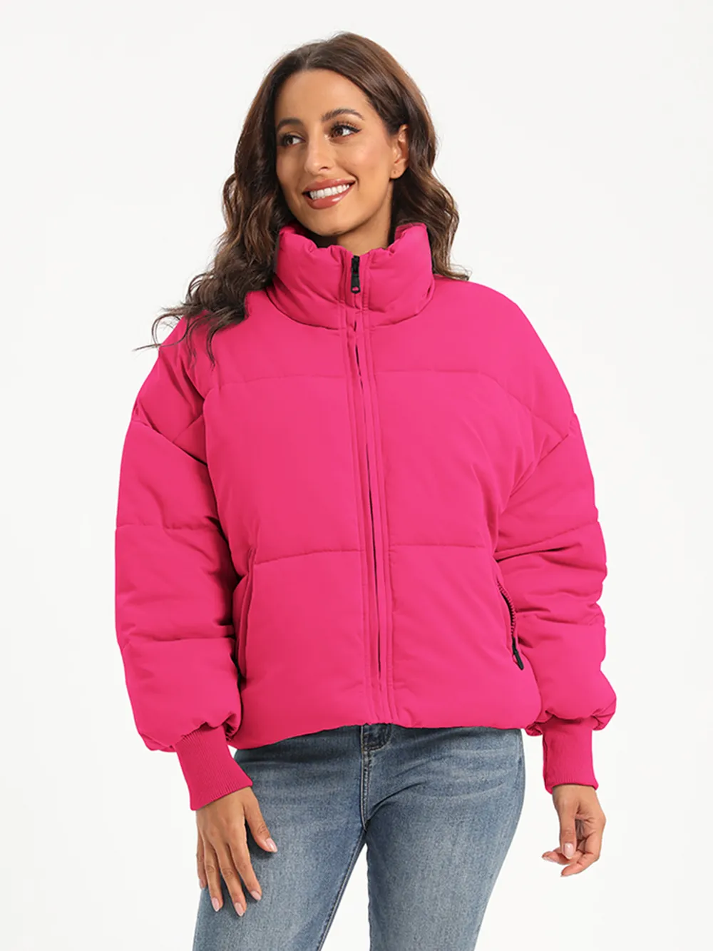 Zip Up Turtleneck Long Sleeve Puffer Jacket, image 24