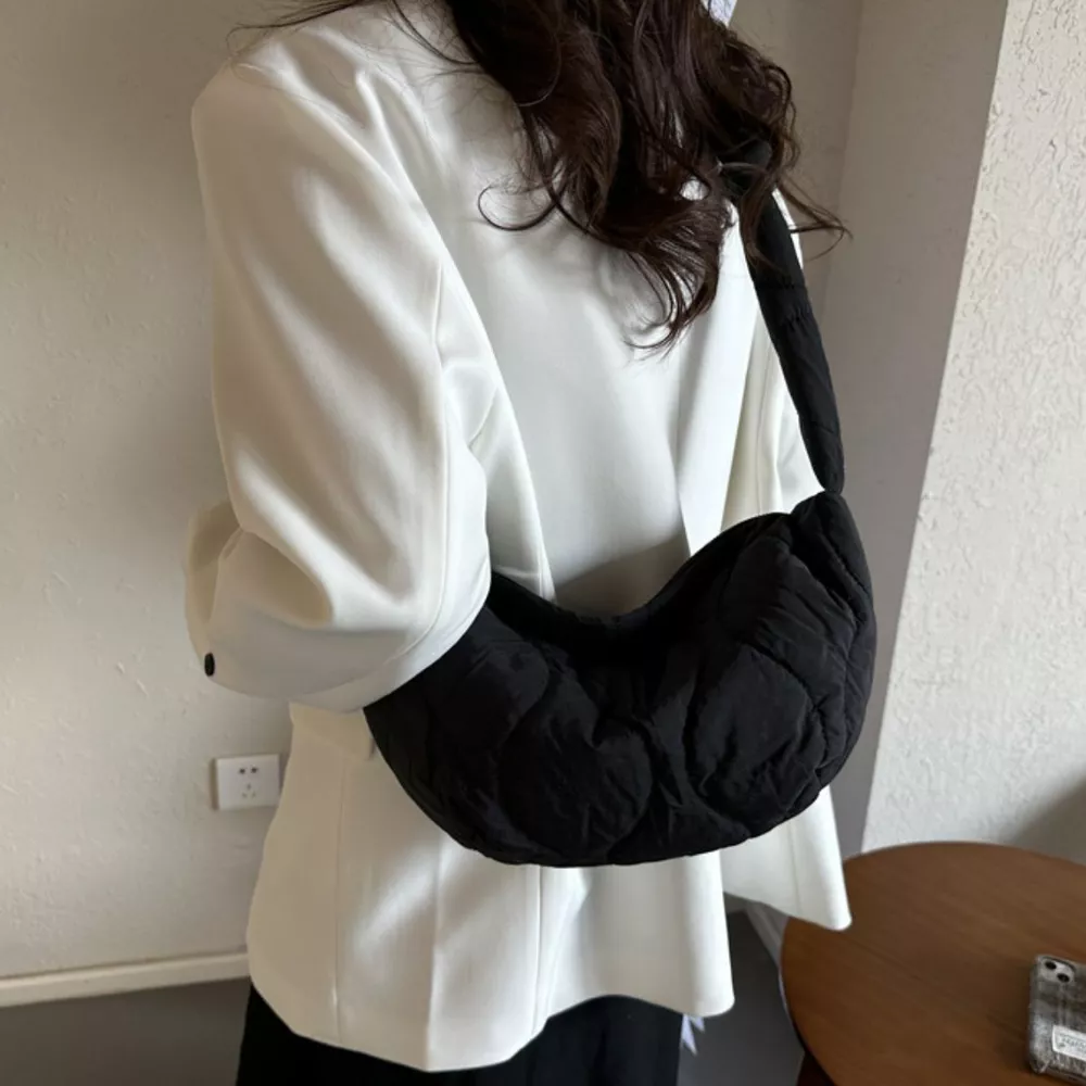 Solid Color Quilted Crossbody Bag, image 3