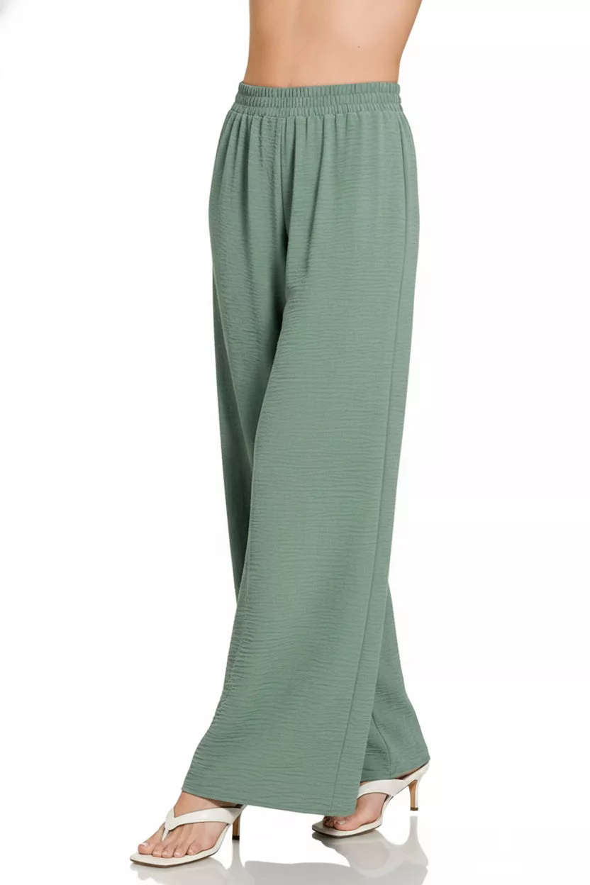 Woven Airflow Elastic Waistband Pants, image 2