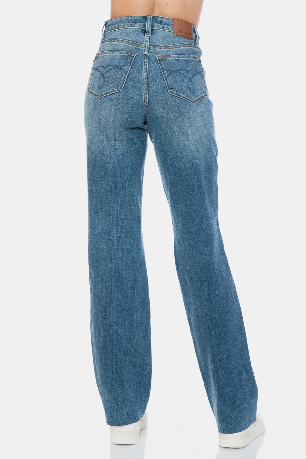 Full Size Tummy Control Cut Raw Hem Straight Jeans, image 5