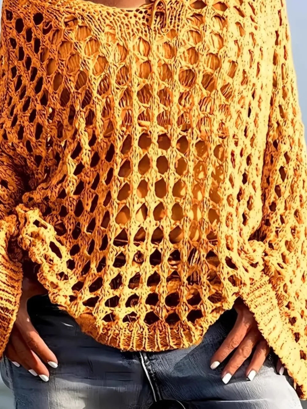 Crochet Long Sleeve Knit Cover Up, image 7