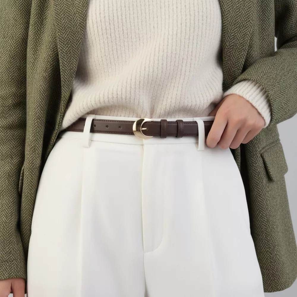 Golden Buckle Skinny Belt, image 2
