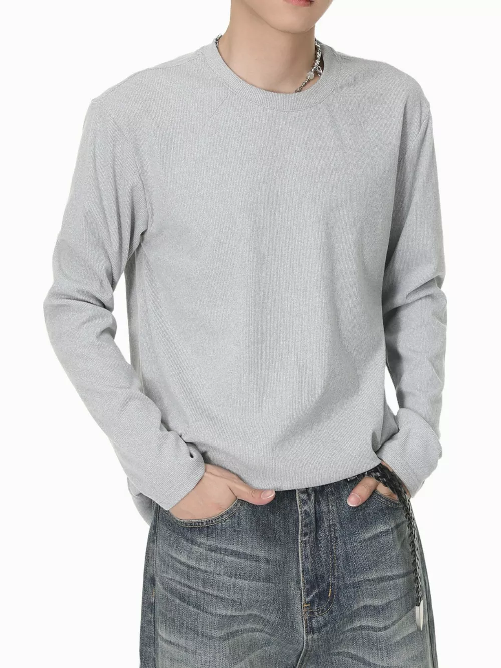 Men's Long-Sleeve Crew Neck T-Shirt, image 2