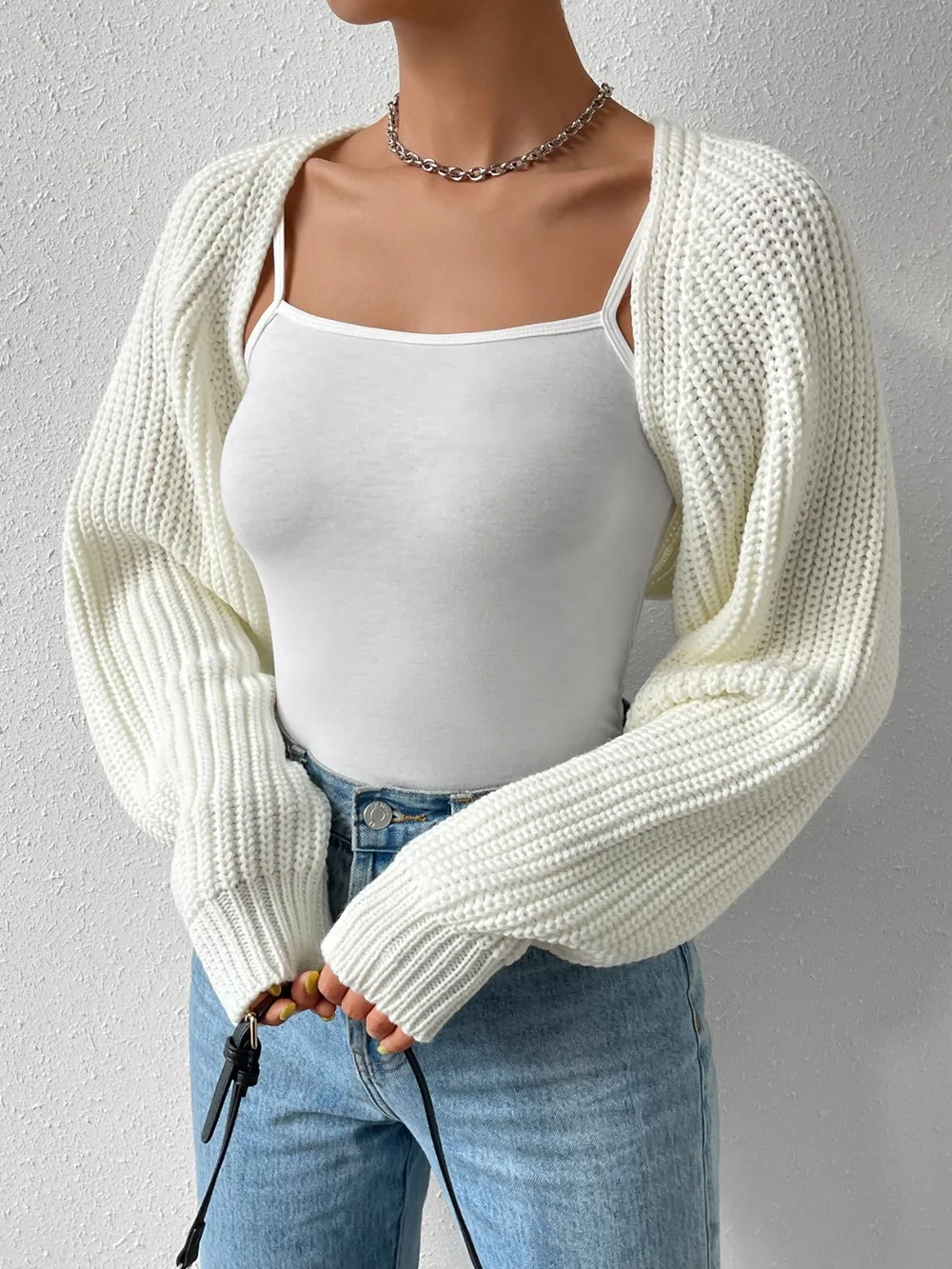 Open Front Long Sleeve Cropped Cardigan, image 14