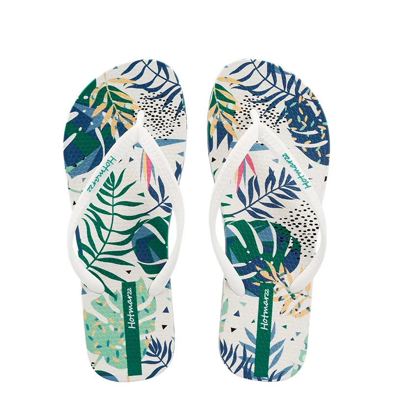Tropical Leaf Print Summer Slippers, image 3