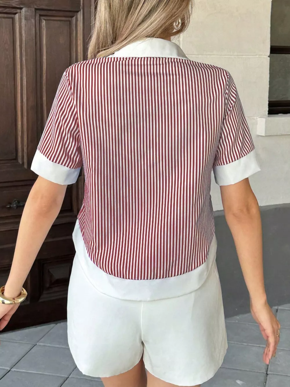 Striped Button-Down Short Sleeve Shirt, image 10