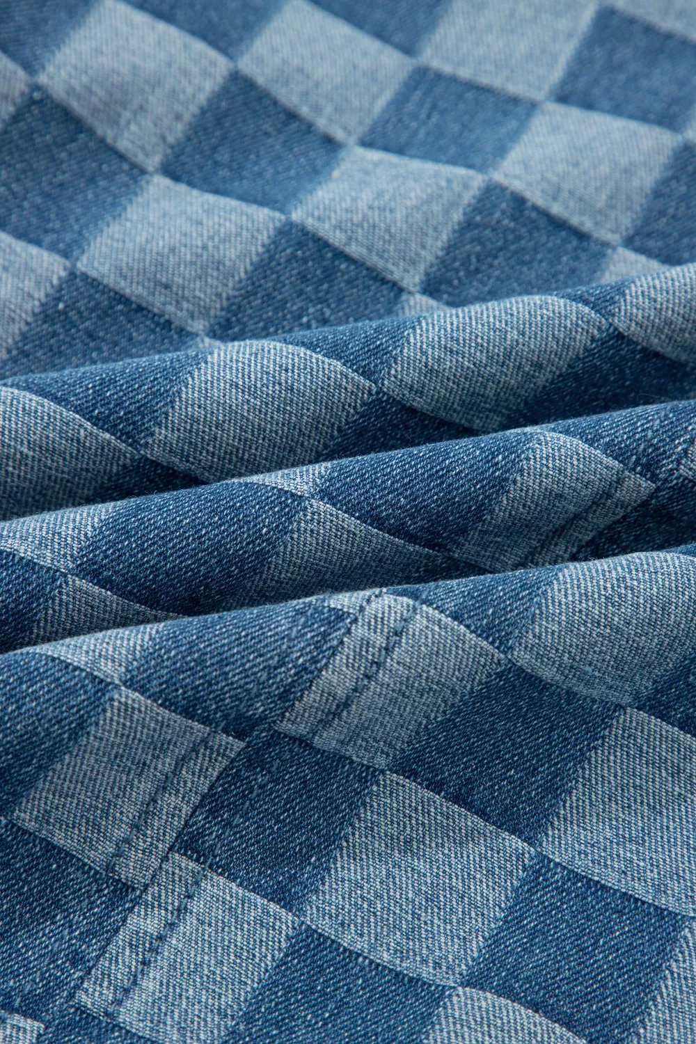 Frayed Hem Checkered Denim Mini Dress, image 12