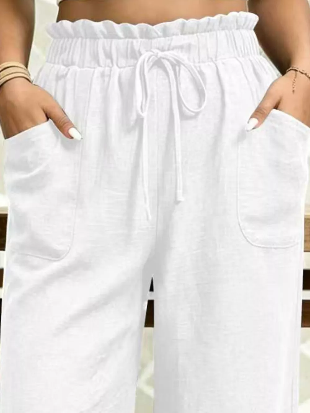 High-Waisted Drawstring Capris, image 2