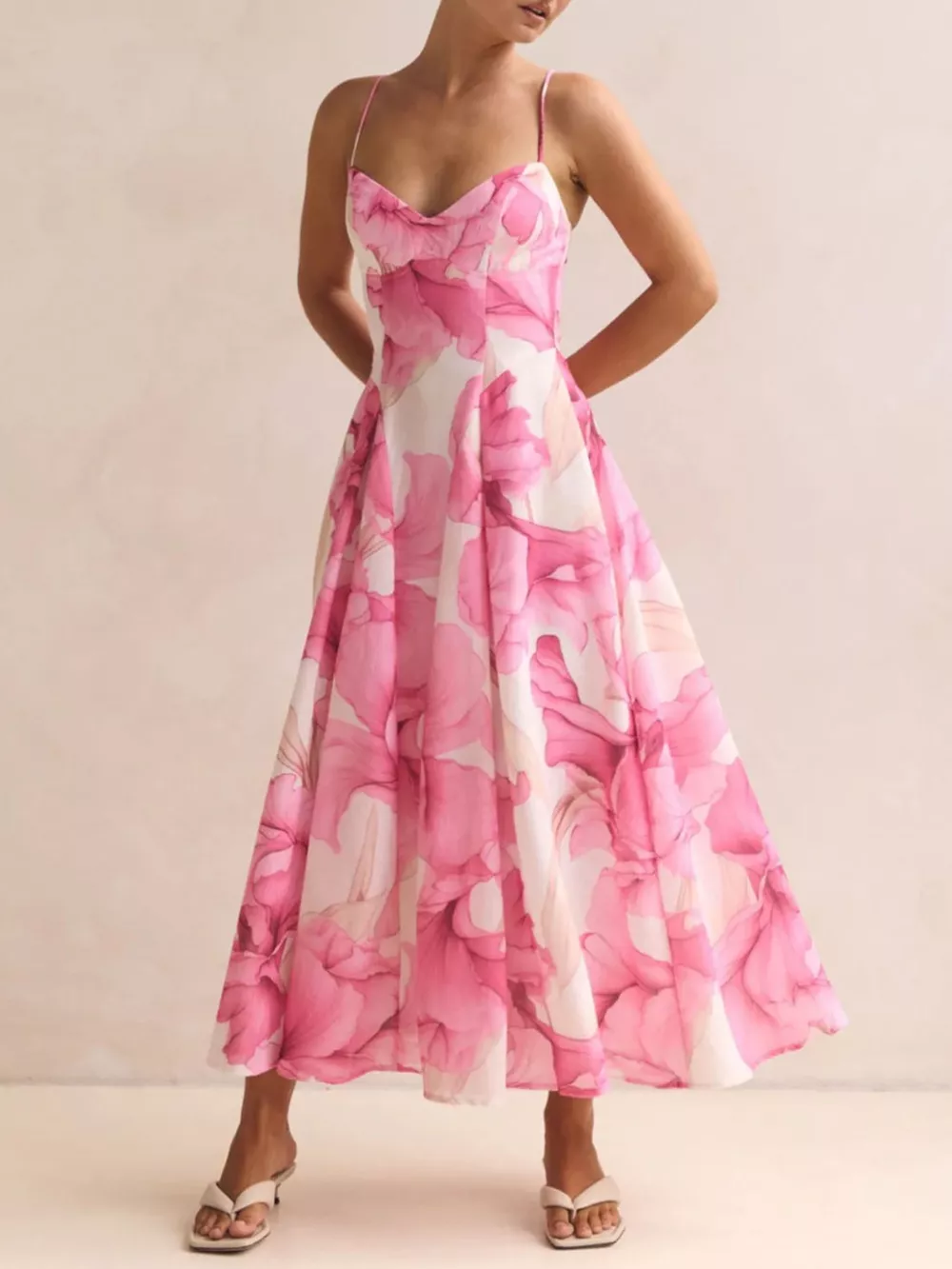 Floral Print Spaghetti Strap Midi Dress, image 14