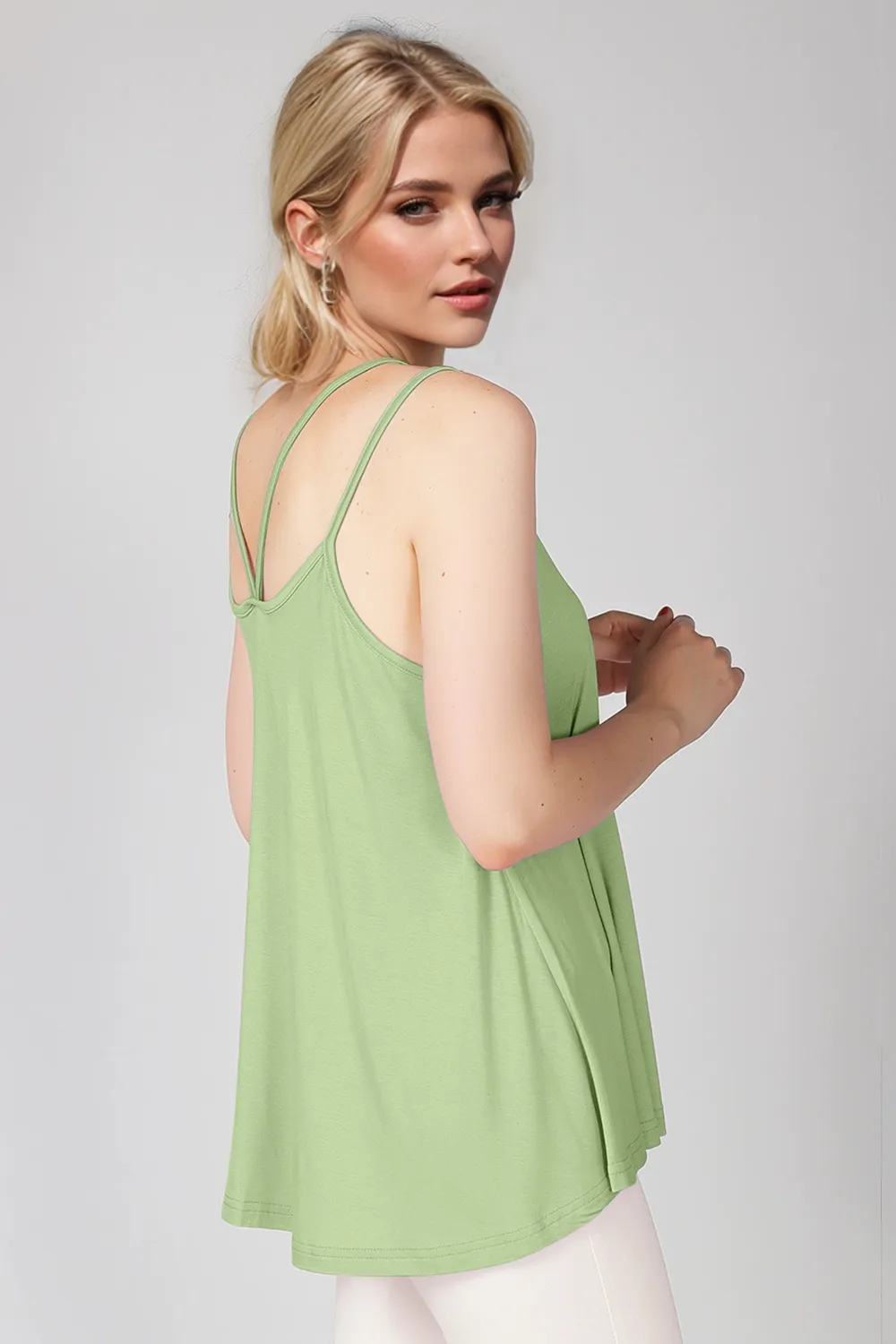 Bamboo Scoop Neck Double Spaghetti Straps Cami, image 19