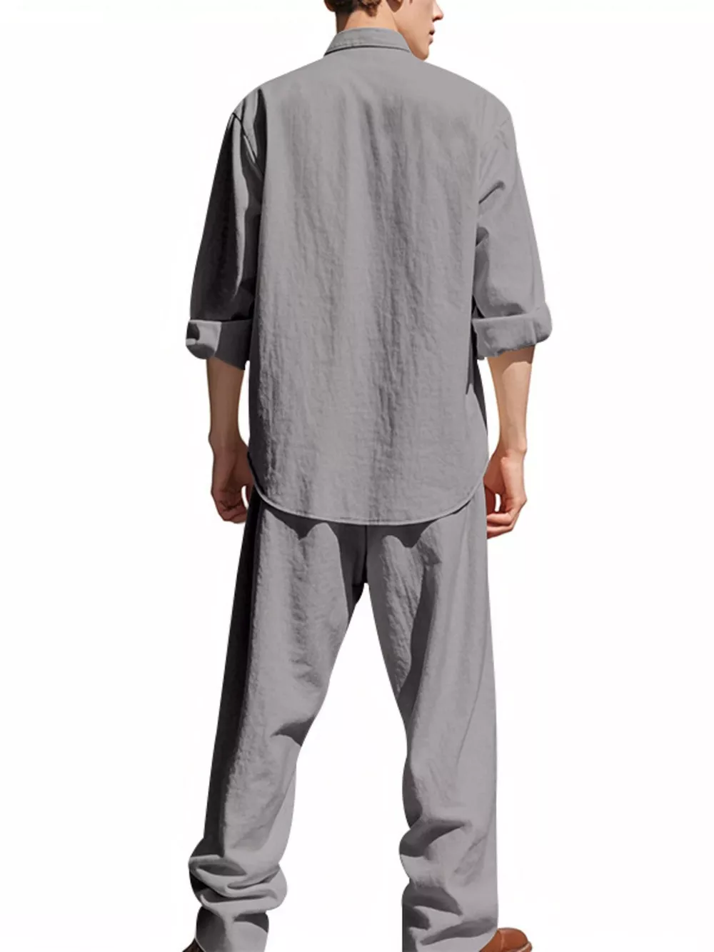 Men's Full Size Casual Button Up Shirt and Pants Plus Size, image 13