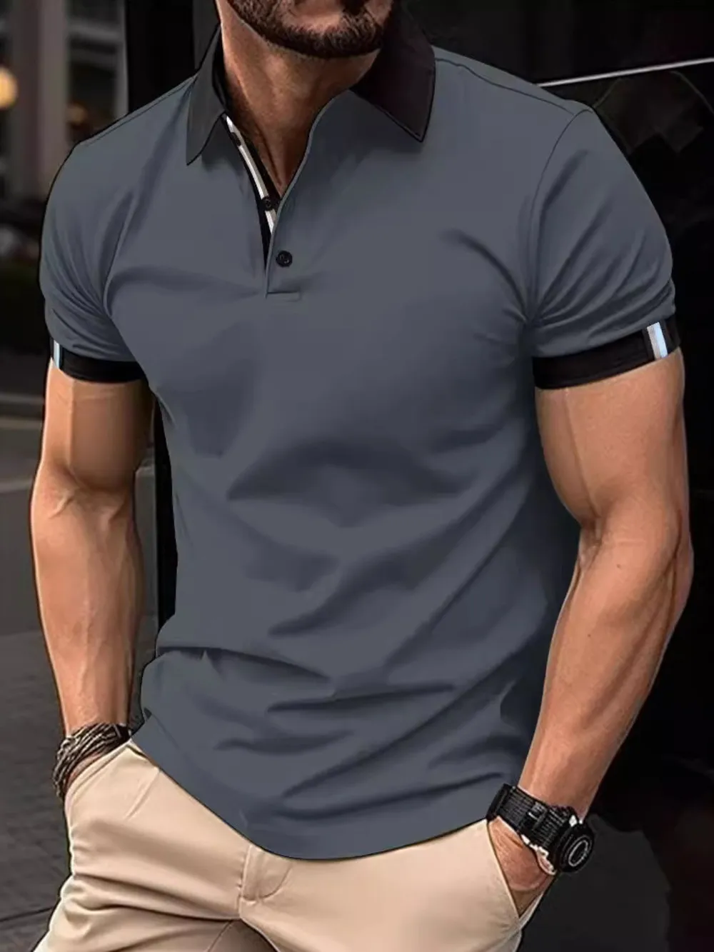 Men's Full Size Collared Neck Short Sleeve Polo Plus Size, image 3