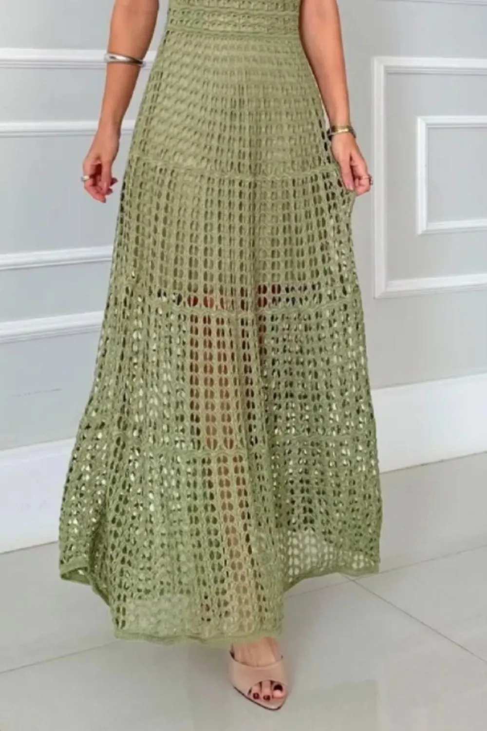 Hollowed-Out Sleeveless Maxi Dress, image 6