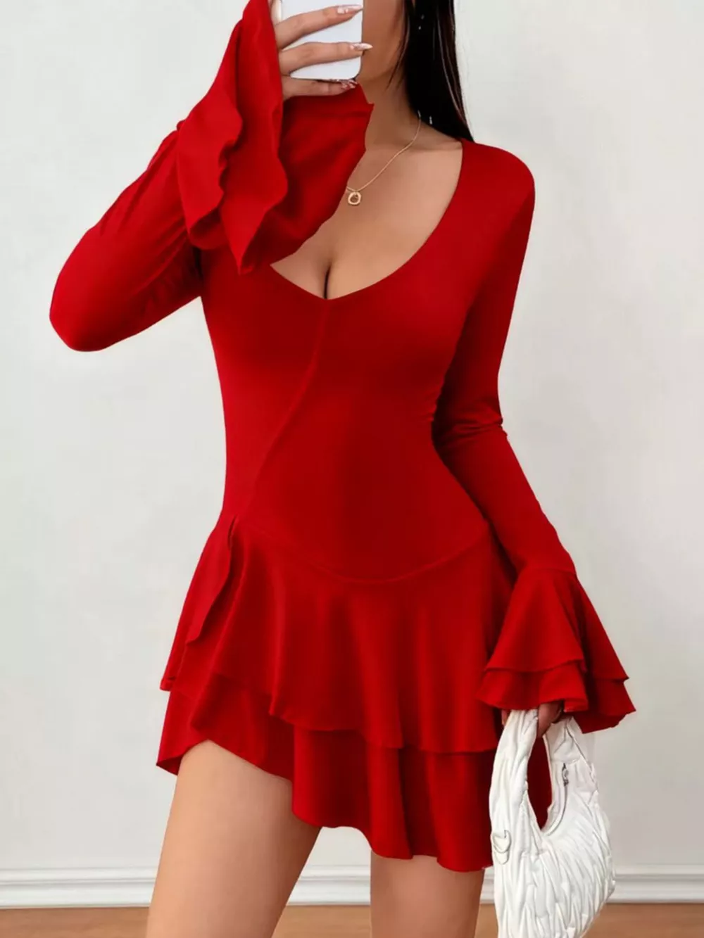 Ruffle Hem Flounce Sleeve Mini Dress, image 5