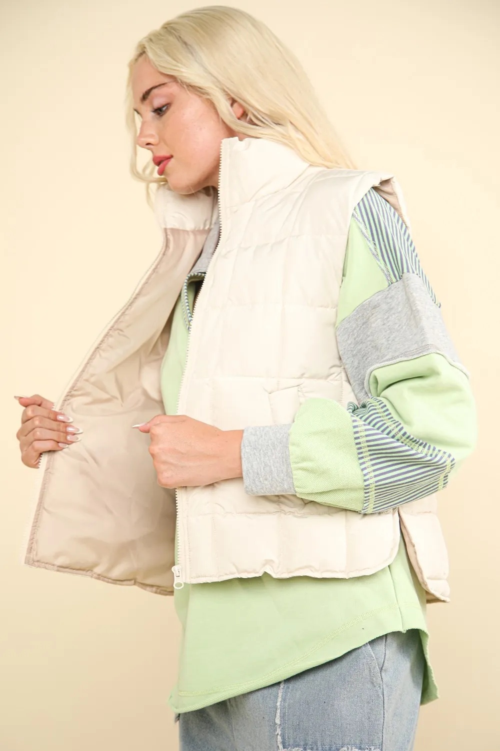 Zip Up Puffer Padded Warm Vest, image 3