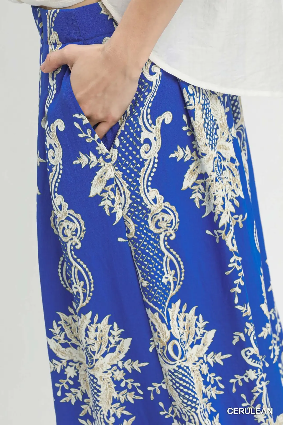 Border Print Wide Leg Pants, image 4
