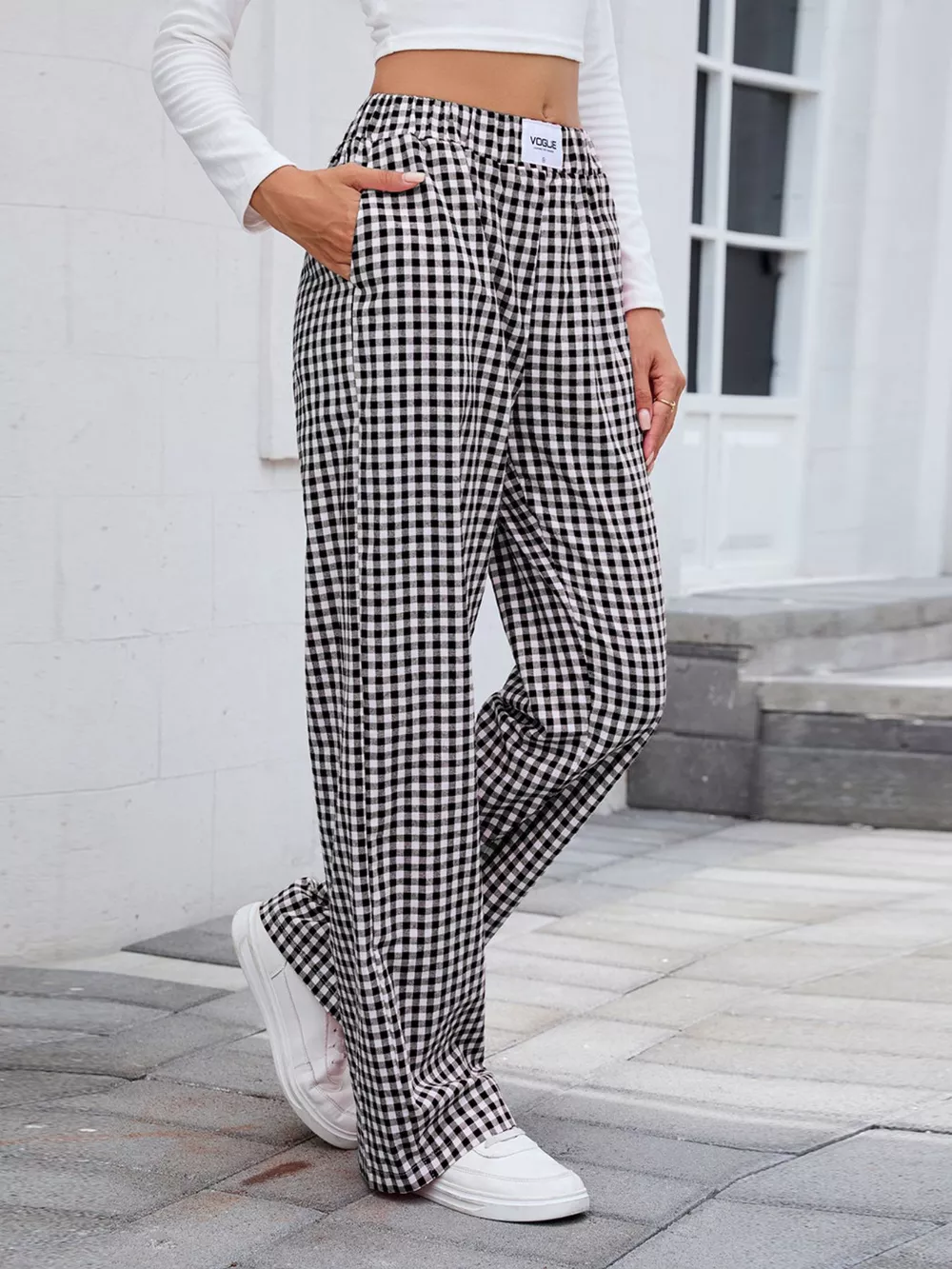 Plaid Wide Leg Casual Pants, image 13
