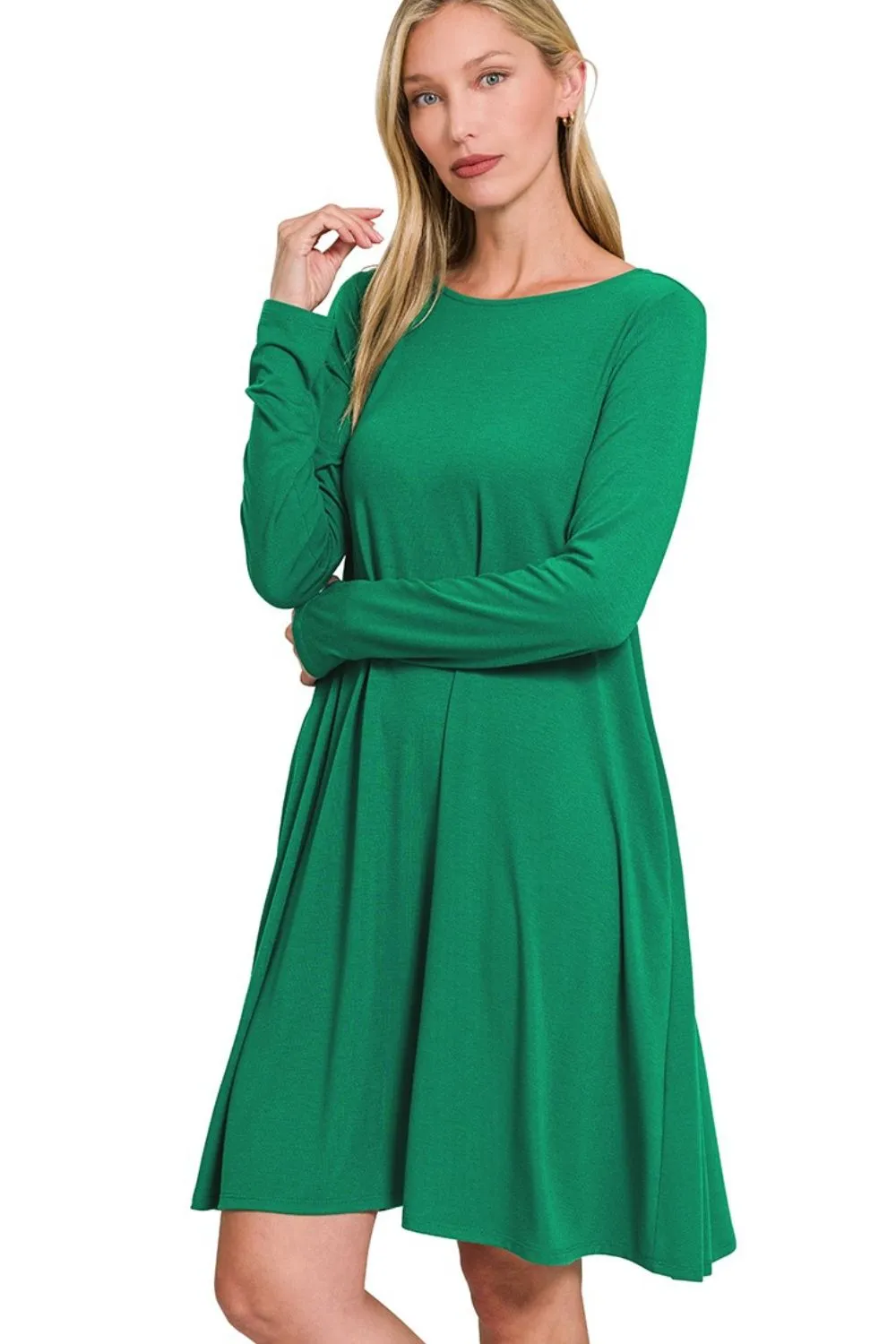 Long Sleeve Flare Dress With Pockets