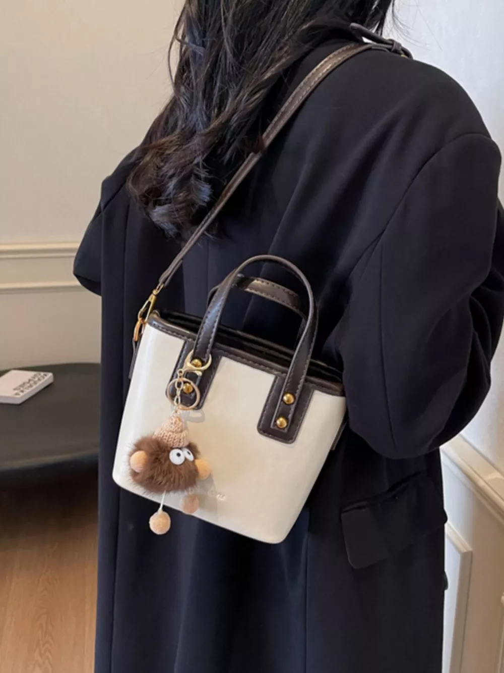 Leather Crossbody Bag with Charm, image 4