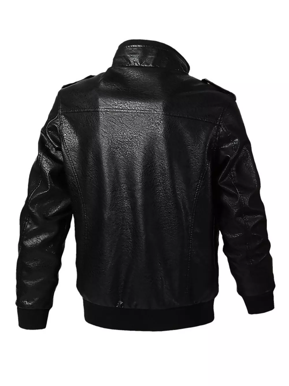 Men's Plus Size Zip Up Leather Jacket, image 3