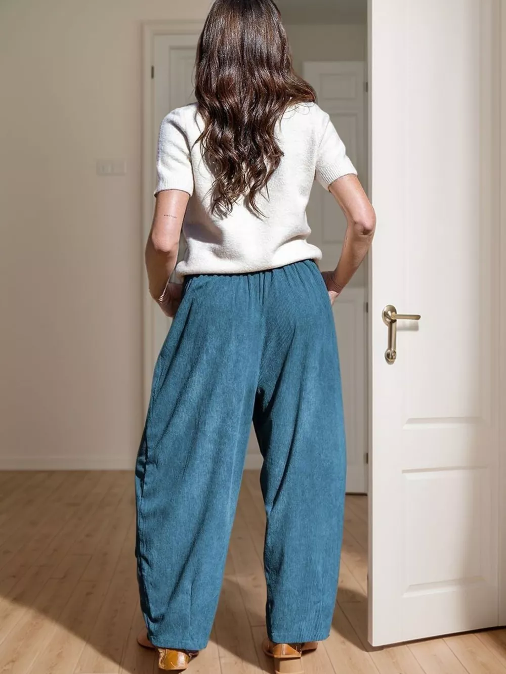 Casual Corduroy Wide Leg Pants with Pockets, image 3