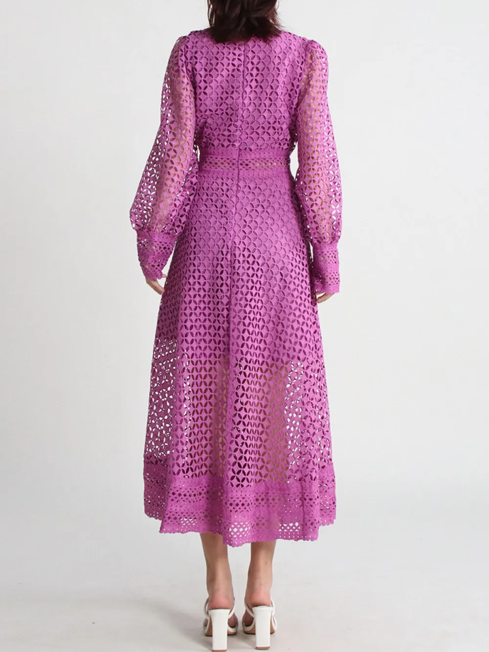 Lace Long Sleeve Midi Dress, image 7