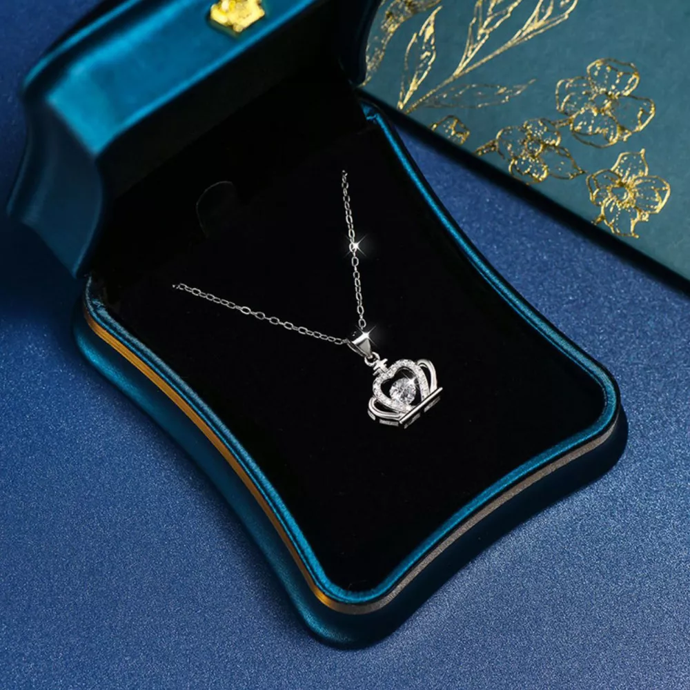925 Sterling Silver Zircon Crown Pendant Necklace, image 2