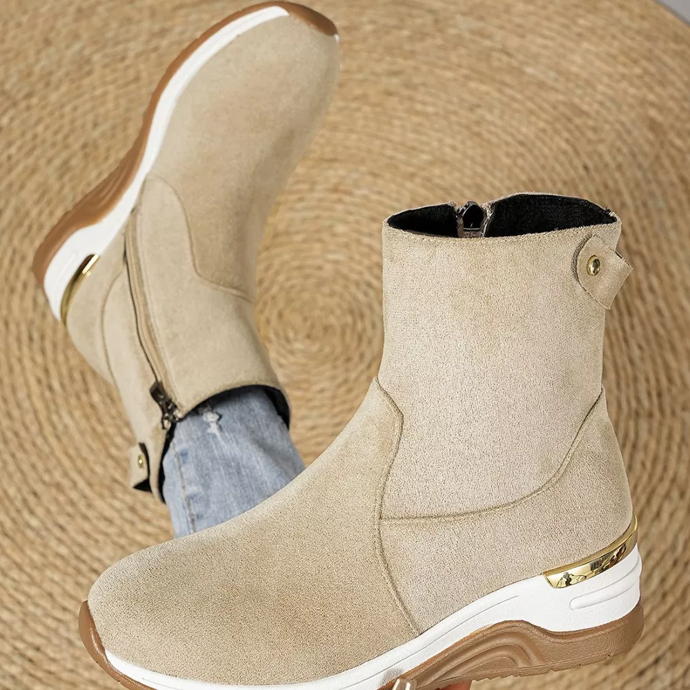Suede Ankle Boots with Wedge Heel, image 3