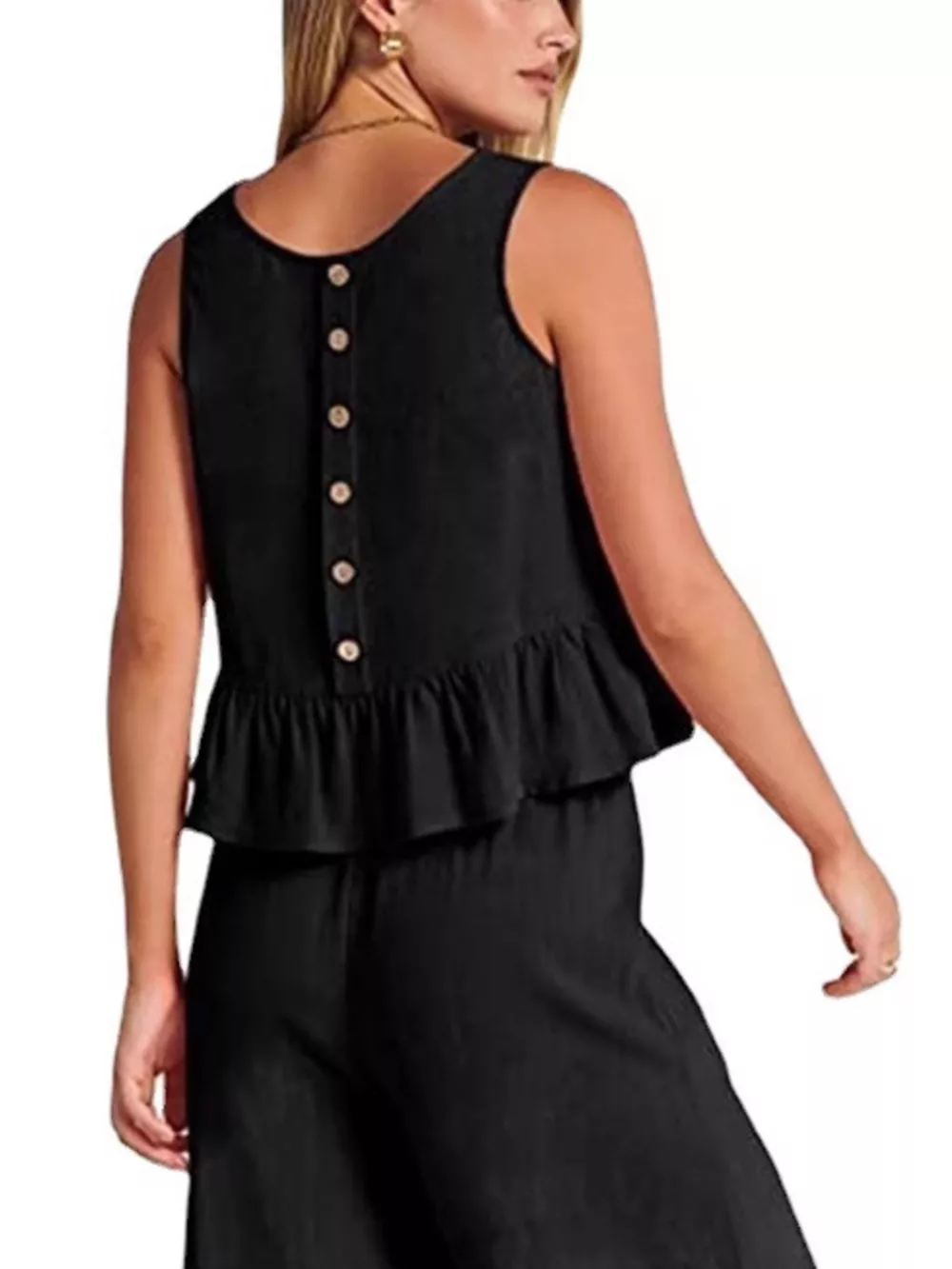 Full Size Ruffled Hem Sleeveless Top and Wide-Leg Pants Set Plus Size, image 12