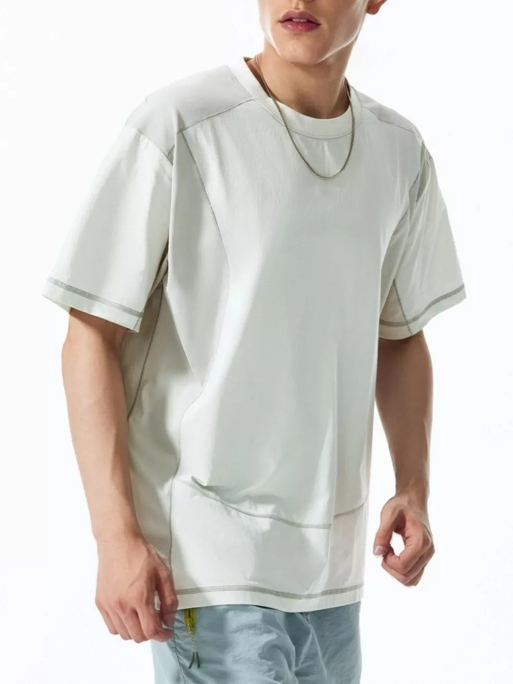 Men's Contrast Stitching Relaxed Fit T-Shirt, image 7