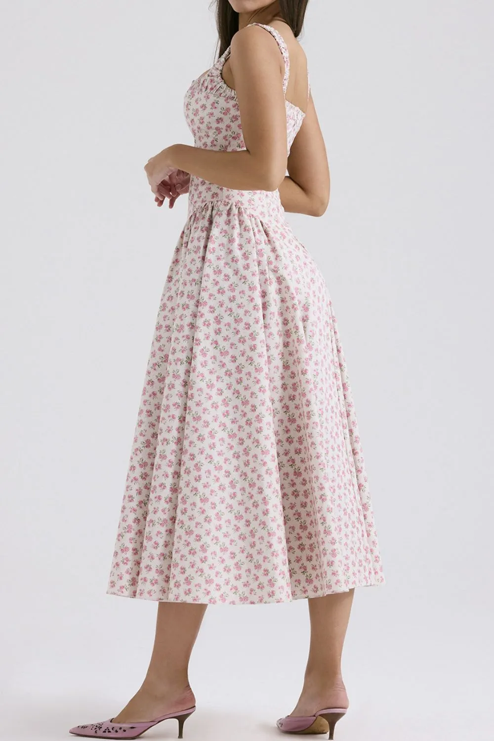 Floral Square Neck Wide Strap Midi Dress, image 5