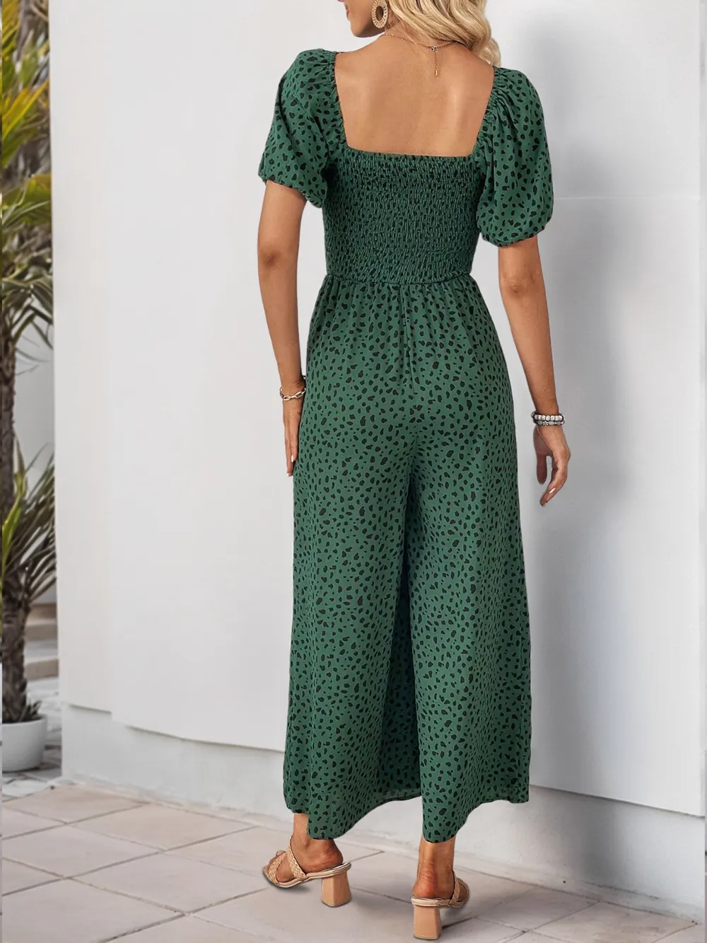 Printed Square Neck Puff Sleeve Jumpsuit, image 15