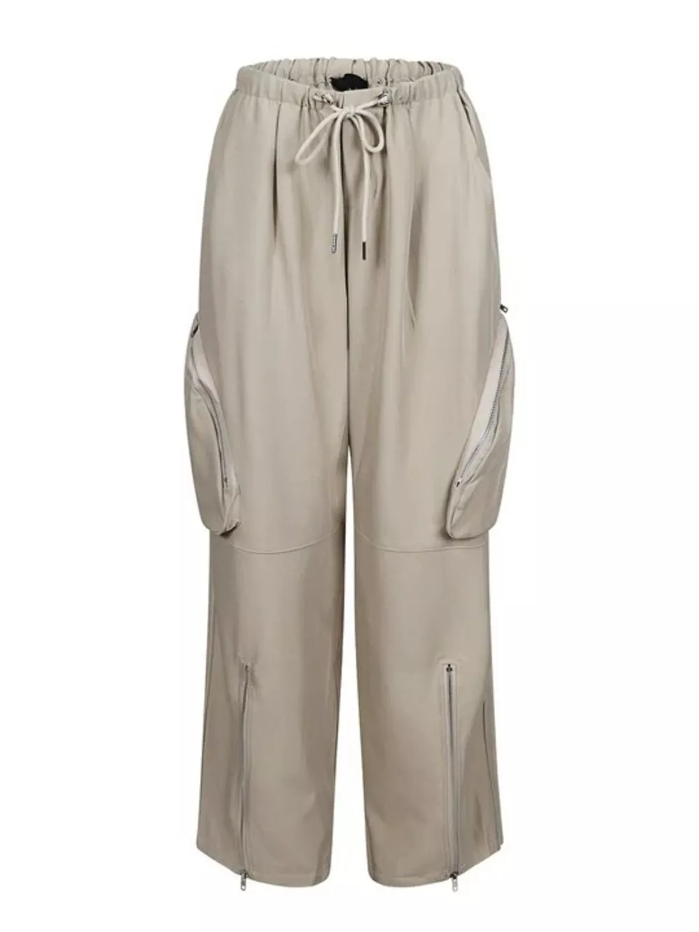 Drawstring Cargo Pants with Zipper Accents, image 3