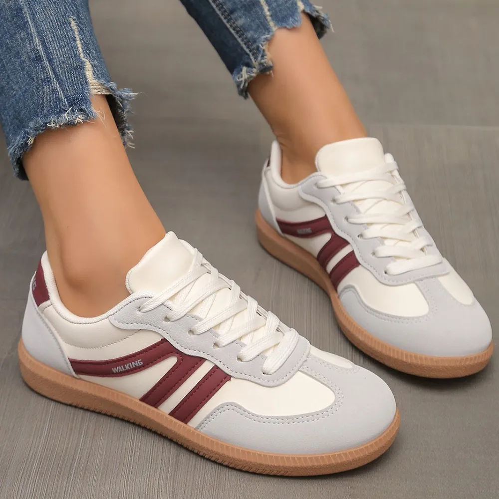 Contrast Lace Up Round Toe Sneakers, image 7