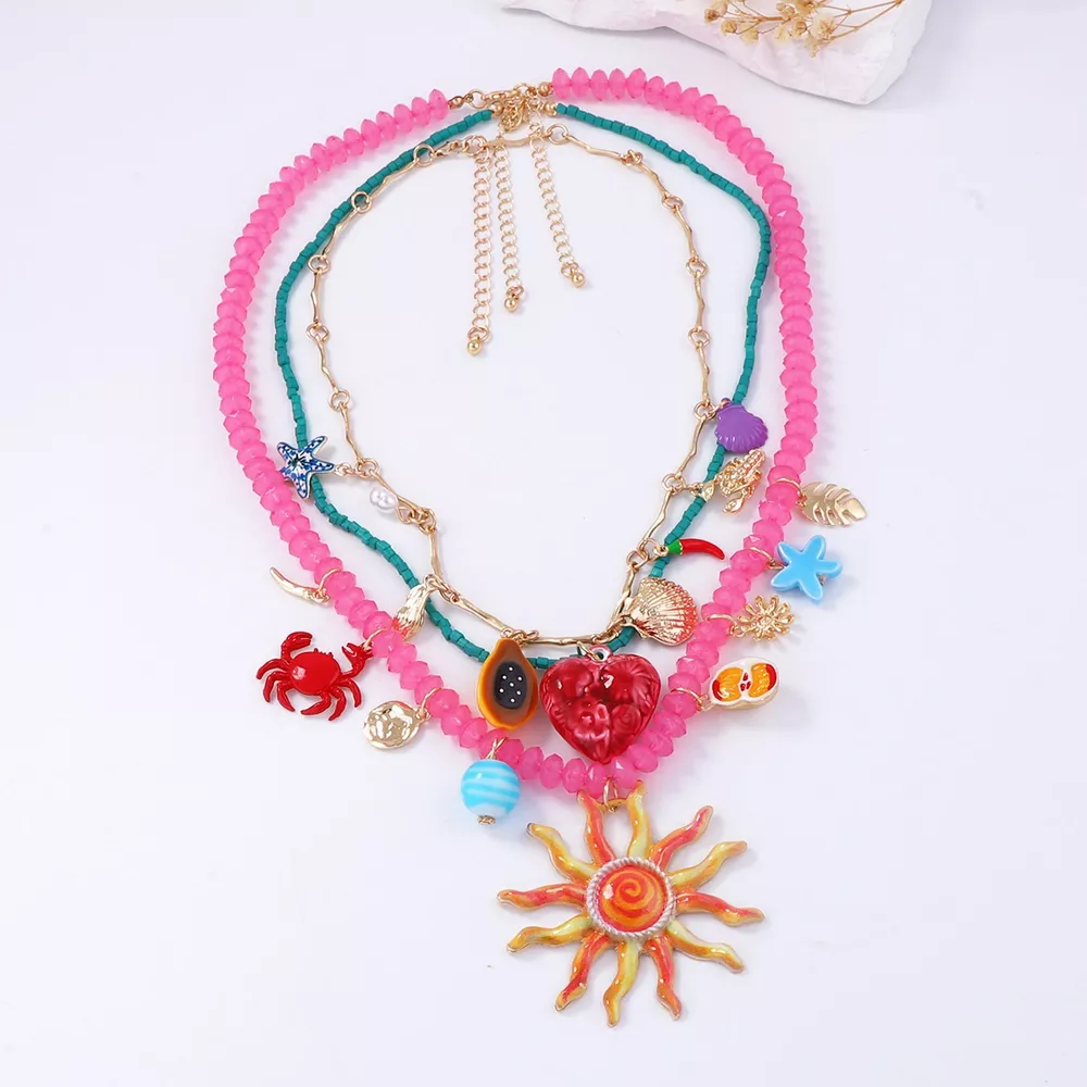 3-Piece Vibrant Summer Beach Charm Necklace, image 4