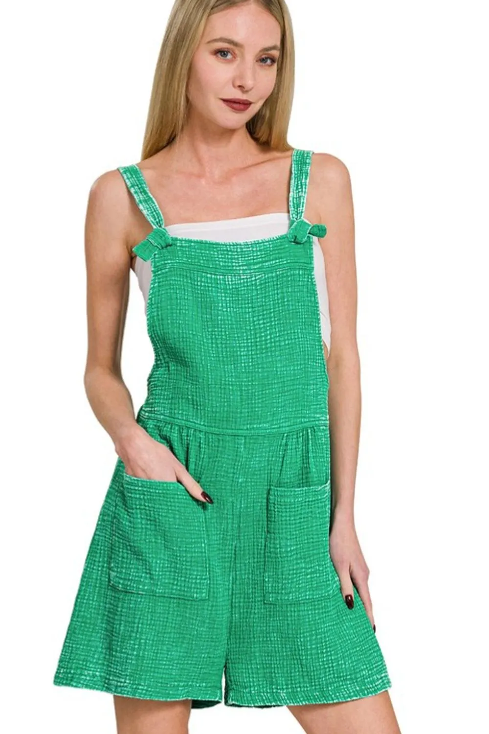 Woven Double Gauze Acid Washed Romper