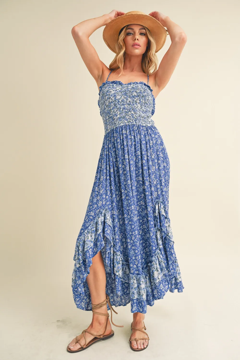 Ditsy Floral Ruffled Hem Maxi Cami Dress, image 7