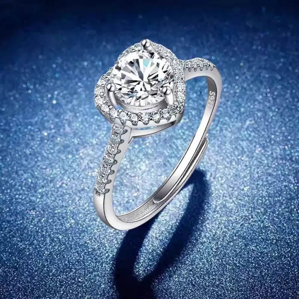1 Carat Moissanite 925 Sterling Silver Heart Ring, image 2