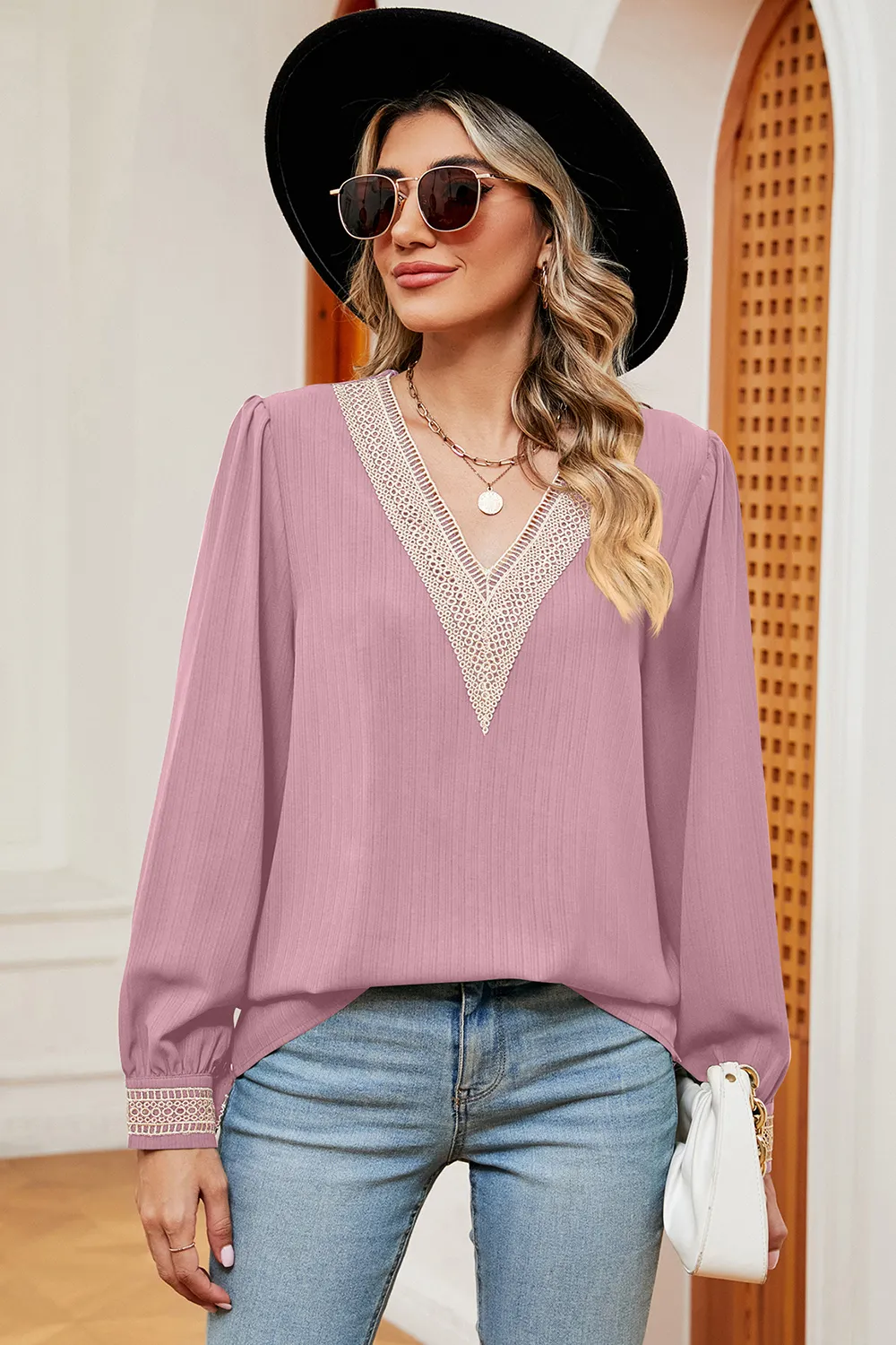 V-Neck Long Sleeve T-Shirt, image 8