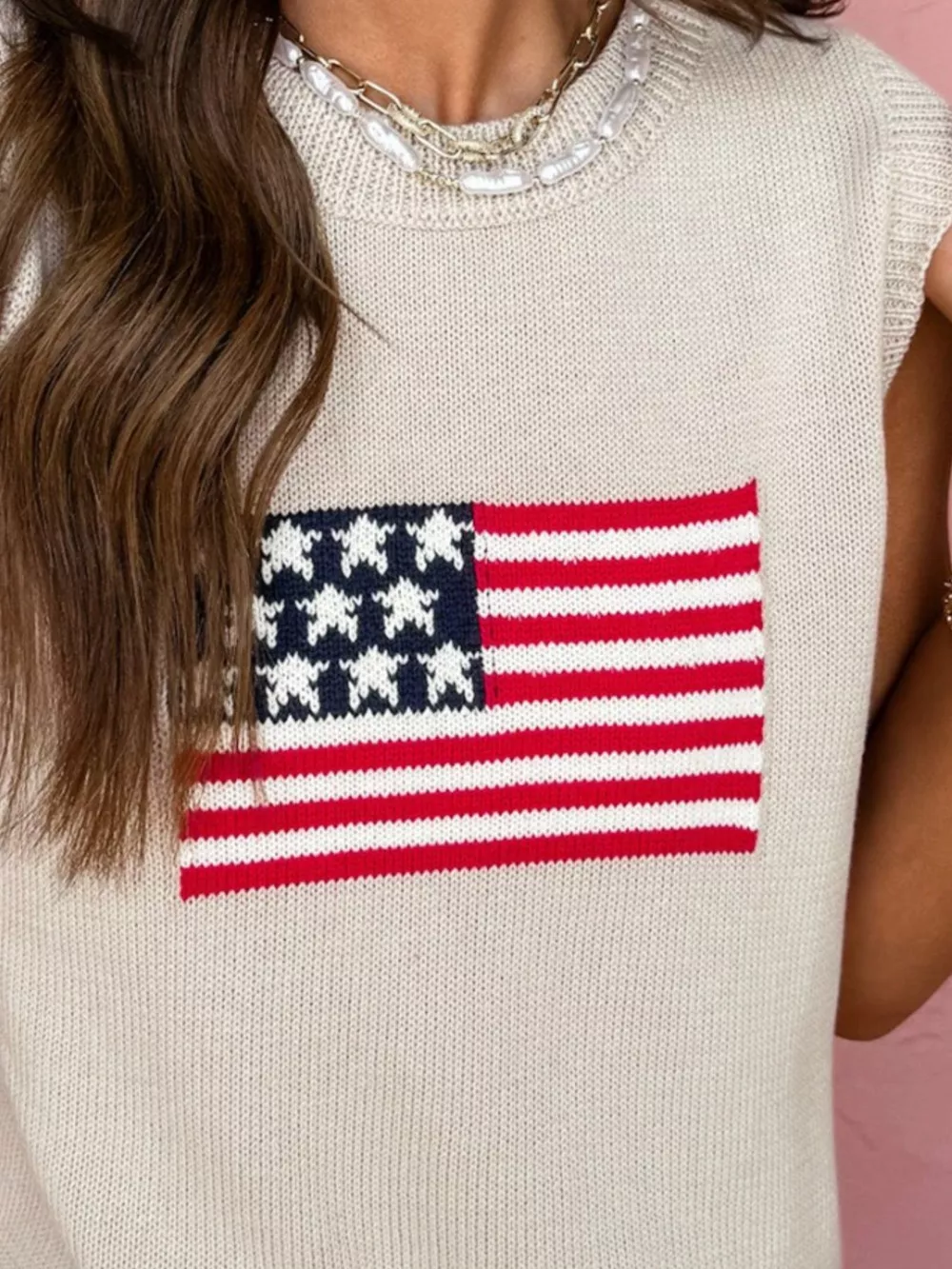 American Flag Graphic Knit Sweater Vest, image 3