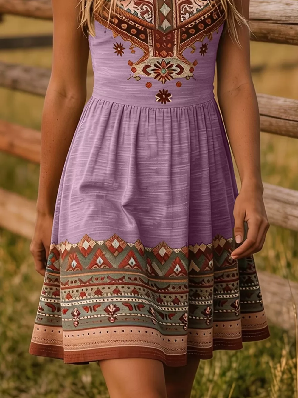 Tribal Print Sleeveless A-Line Summer Dress, image 15